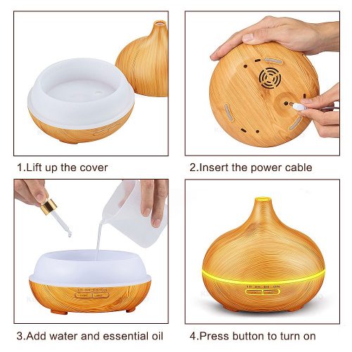 300ml Ultrasonic Air Humidifier Aroma Diffuser Wood EWM8540E